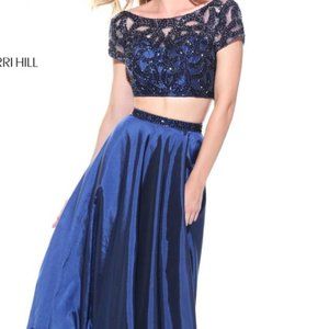 Sherri Hill New Prom dress two piece navy blue 0